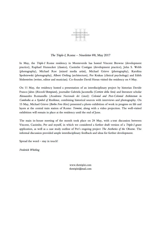 The Triple-I – Newsletter #8, May 2017